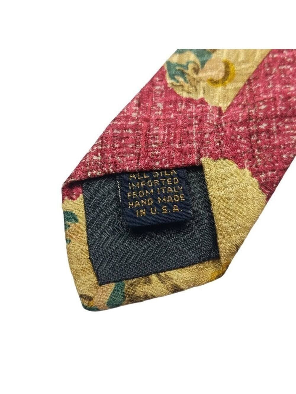 XMI For Nordstrom Silk Floral Tie Green Gold Red - Picture 7 of 7